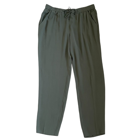 Eileen Fisher Pants - Eileen Fisher Silk Georgette Crepe Ankle Pant Oregano Size Large Luxury Neutral